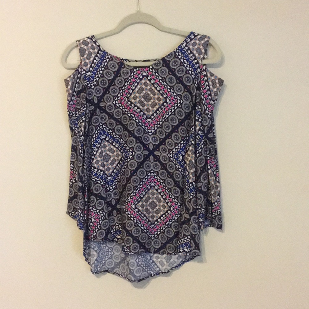 Cold Shoulder Patterned Top - image 1